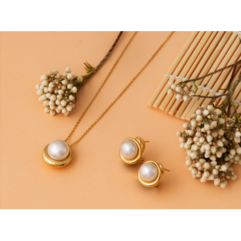 BRINCOS MAJORICA MARGOT PRATA DOURADA