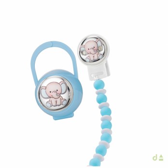 Set Dhome Porta & Corrente Chupeta  PVD PRATEADO