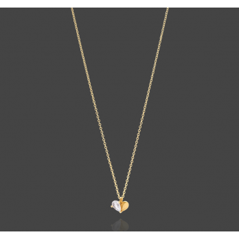 Colar Link Coração  Prata Dourada