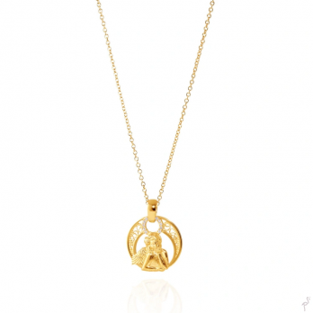 Colar Saudade Anjo  PRATA DOURADA