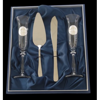 COPOS CRISTAL CASAMENTO COM PÁ E FACA DE BOLO