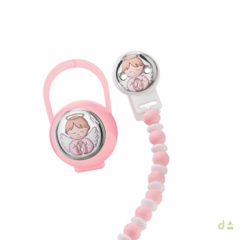Set Dhome Porta & Corrente Chupeta  PVD PRATEADO