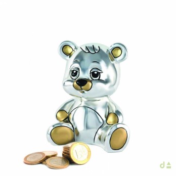 Mealheiro Dhome Ursinho BILAMINADO PRATA