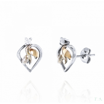 BRINCOS PRATA E OURO 9K COM MARCACITES