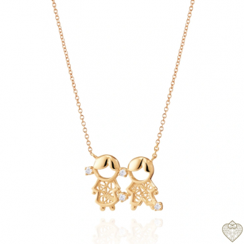 Colar Prata Dourada Saudade Menina & Menino