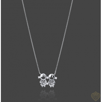 Colar Prata  Saudade 2 Meninas