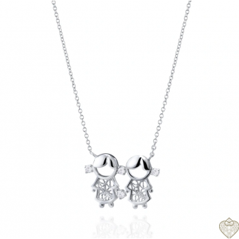 Colar Prata  Saudade 2 Meninas