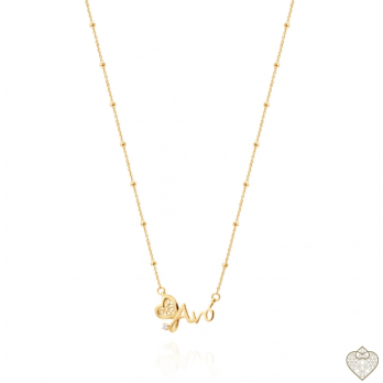 Colar Prata Dourada  Saudade Avó