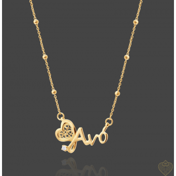 Colar Prata Dourada  Saudade Avó