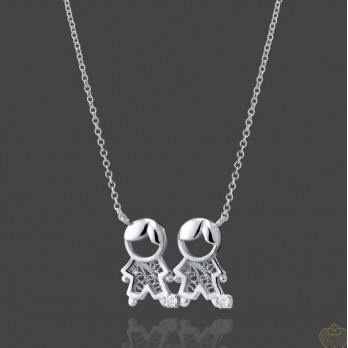 Colar Prata Saudade 2 Meninos
