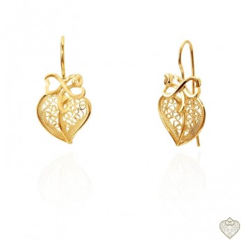 Brincos Saudade Coração  PRATA DOURADA