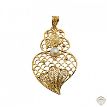 Coração Filigrana - Felicidade  PRATA DOURADA