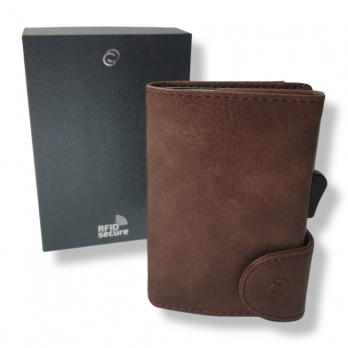 Carteira C-Secure Vintage Coin Pocket castanho escuro