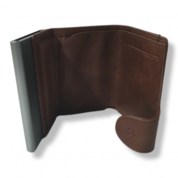 Carteira C-Secure Vintage Coin Pocket castanho escuro
