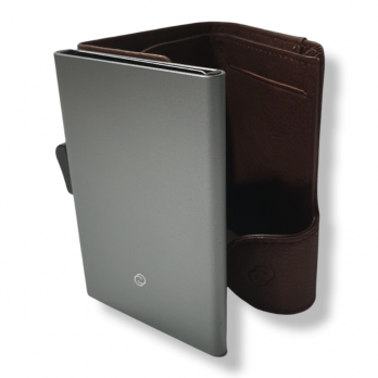 Carteira C-Secure Vintage Coin Pocket castanho escuro