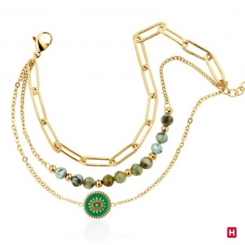 Pulseira Tripla Hassu Golden Green