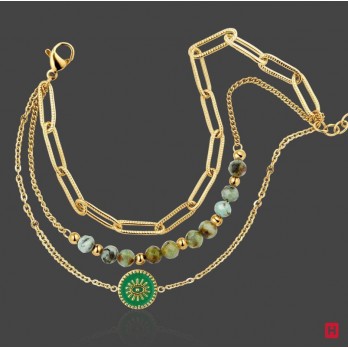 Pulseira Tripla Hassu Golden Green
