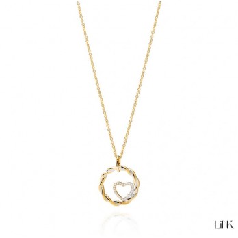 Colar link Coração com Zircónias