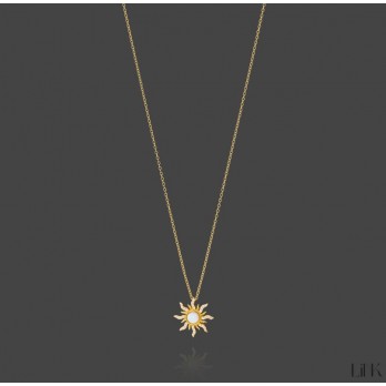 Colar Link Sol Com Zircónias Prata dourada