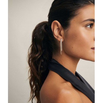 Brincos Bonnie 18 kt banhado a ouro dupla tira com zirconias