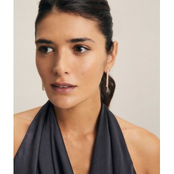 Brincos Bonnie 18 kt banhado a ouro dupla tira com zirconias