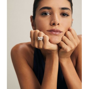 Anel Luz tiras prateadas com circunlides VIDAL & VIDAL