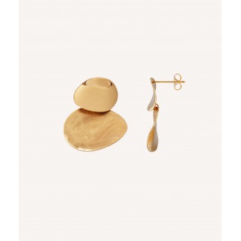 Brincos Macar 18 Kt Banhado a Ouro Texturas riscadas