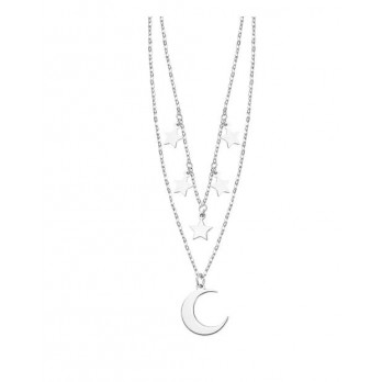 COLAR ESTRELAS e  LUA  LOTUS SILVER