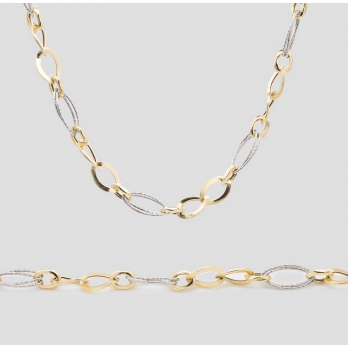 Colar de Elos Bicolores em Ouro 9K