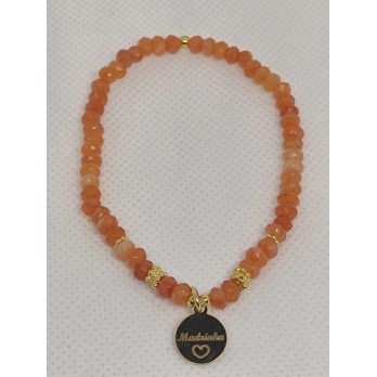 Pulseira em Prata Dourada com Pedras Ágata  Para Madrinhas