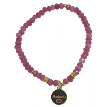 Pulseira em Prata Dourada com Pedras Ágata  Para Madrinhas