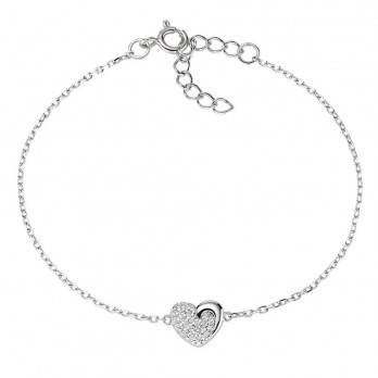Pulseira Coração  Prata  Amen Jewelry BRCZLBBZ