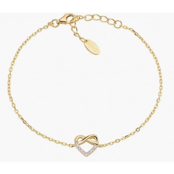 Pulseira Coração e Infinito Prata Dourada  Amen Jewelry