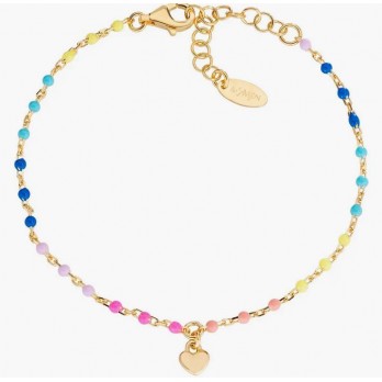 Pulseira coração em Prata Dourada  Amen Jewelry BRSMCUGM3