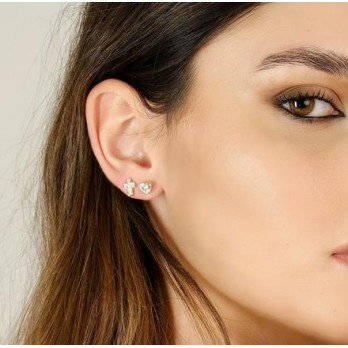 Brincos Coração Prata Dourada  Amen Jewelry ORSHSGBZ5