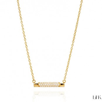 Colar Link com Zircónias PRATA dourada