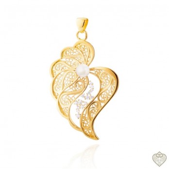 Coração Filigrana Saudade Prata Dourada