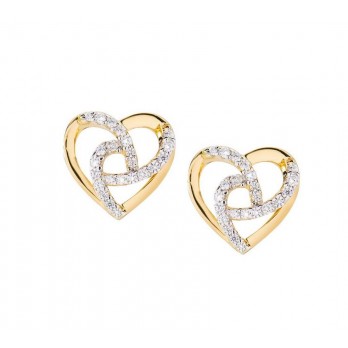 Brincos de coração em Golden Silver  Amen Jewelry EHHGBZ