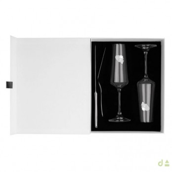 COPOS CRISTAL BOHEMIA 25ANOS COM PÁ E FACA DE BOLO PVD