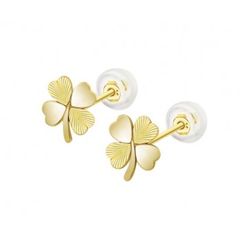 BRINCOS TREVO EM OURO 9K