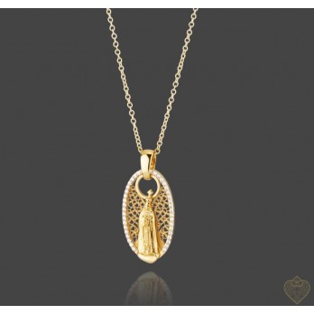 Colar Saudade N.Srª de Fatima PRATA DOURADA