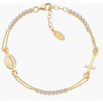 Pulseira   Estilo Rosário  Amen Jewelry  Prata Dourada BRCRM