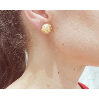 Brincos  Meia Bola de Viana ouro 19k