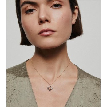 Colar Kalahari Cross com Salmon Moonstone VIDAL&VIDAL