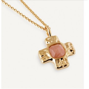 Colar Kalahari Cross com Salmon Moonstone VIDAL&VIDAL