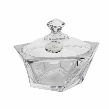 BOMBONEIRA VIDRO CASAMENTO  PVD/PRATEADO