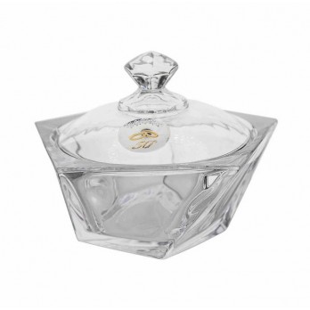 BOMBONEIRA VIDRO 25 ANOS  PVD/PRATEADO