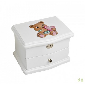 Guarda-Joias Dhome Musical Ursinho   BILAMINADO PRATA