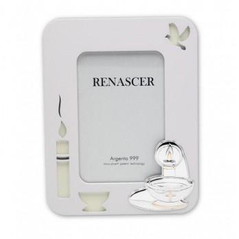 Moldura Batismo  PVD PRATEADO