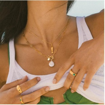 Anel  Prata Dourada Salty MESH 4254014DC3